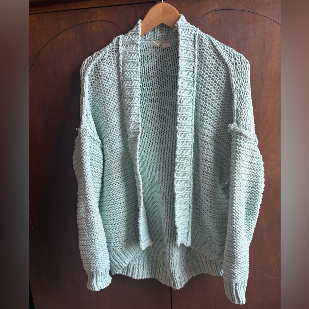 Moth size S Cozy Open-Front Chunky Knit Sweater Cardigan - Light Mint